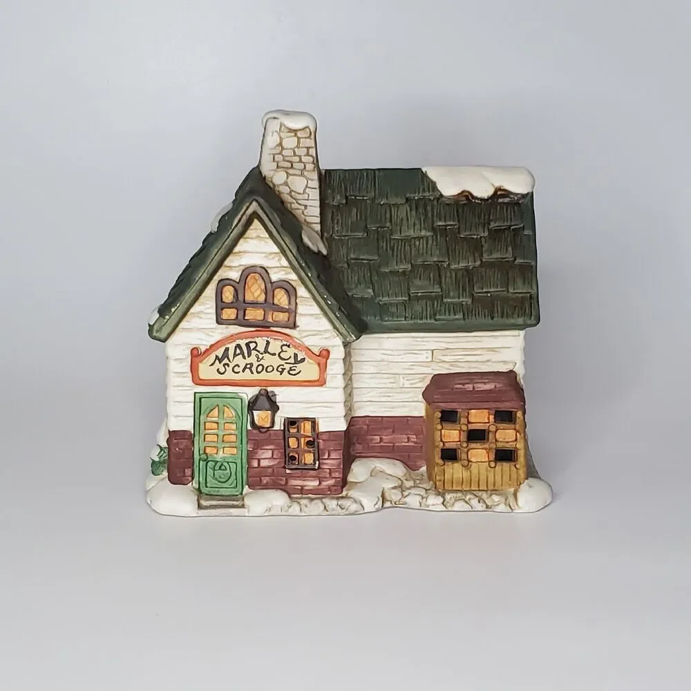 Brinns 1990 Dickens Village Marley & Scrooge Lighted Porcelain House Christmas - Picture 2 of 8